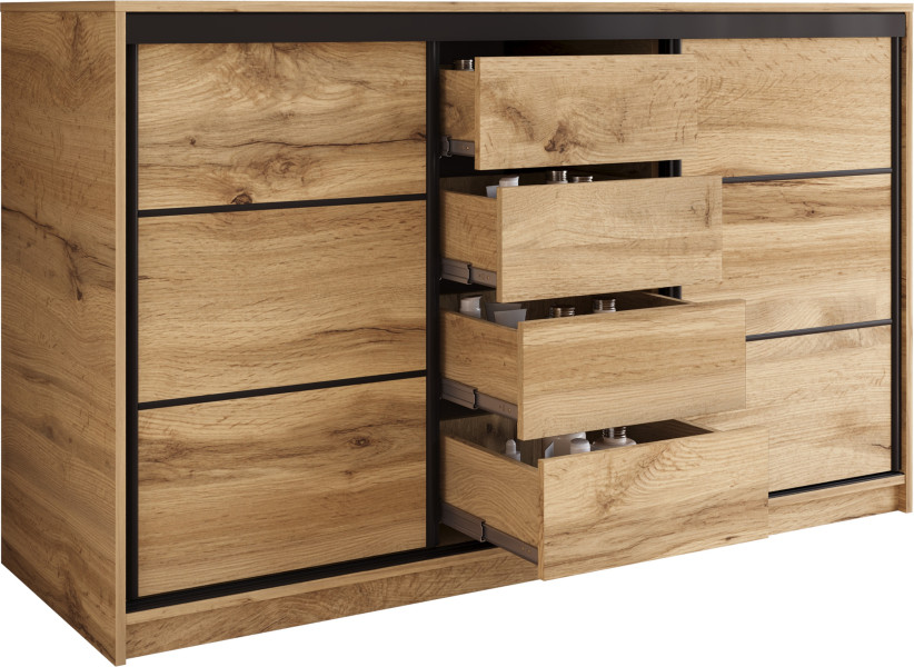 Komoda 160 cm do sypialni z szufladami LOFT dąb wotan 701821
