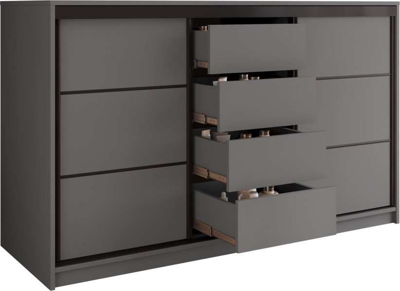 Komoda 160 cm do sypialni z szufladami LOFT grafit 701807