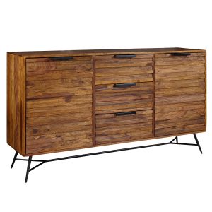 Komoda 160 cm Sheesham Drewno Szafka z Drzwiami i Szufladami Metal 678708 Komoda 160 cm Sheesham Drewno Szafka z Drzwiami i Szufladami Metal 678708