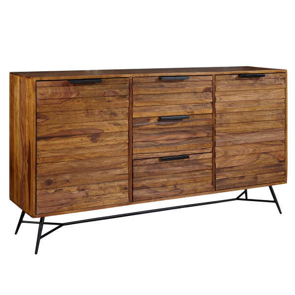 Komoda 160 cm Sheesham Drewno Szafka z Drzwiami i Szufladami Metal 678708