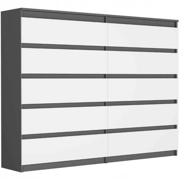 Komoda 160cm 10 szuflad szafka FRAMIRE R-160-S10 antracyt mix 946941
