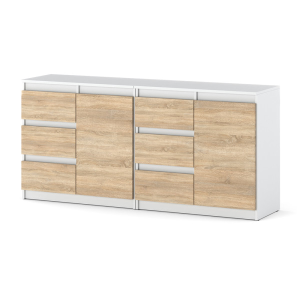 Komoda 160cm szafka biała dąb sonoma do pokoju na ubrania 595339