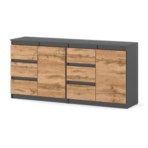 Komoda 160cm szafka loft szuflady szary mat dąb wotan salon 595318 Komoda 160cm szafka loft szuflady szary mat dąb wotan salon 595318