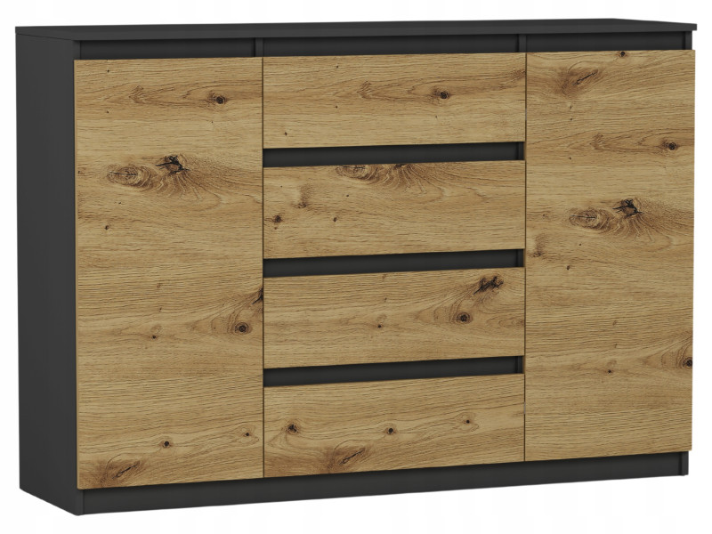 Komoda 160cm szuflady drzwi szafka FRAMIRE R-160-S4 antracyt mix artisan 803226