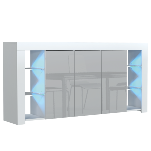 Komoda 164cm RTV ONE FURNITURE - Biały Laminat & Szare Drzwi 202448