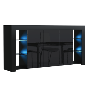 Komoda 164cm RTV ONE FURNITURE – Czarny Laminat & Połysk 202464 Komoda 164cm RTV ONE FURNITURE – Czarny Laminat & Połysk 202464