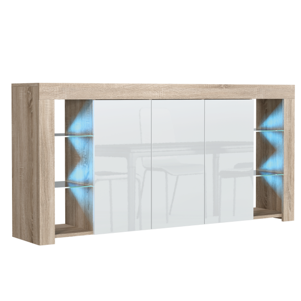 Komoda 164cm RTV ONE FURNITURE - Laminat Dębowy & Biały 202459