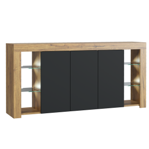Komoda 164cm RTV ONE FURNITURE – Laminat Dębowy & Czarny 202461 Komoda 164cm RTV ONE FURNITURE – Laminat Dębowy & Czarny 202461