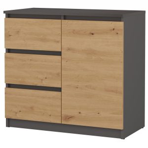 Komoda 1D3S szafka blat antracyt 3 szuflady dąb artisan 121119 Komoda 1D3S szafka blat antracyt 3 szuflady dąb artisan 121119