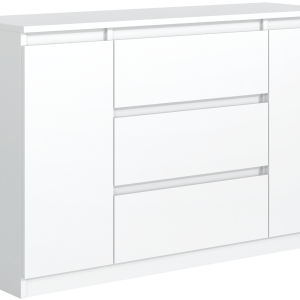 Komoda 2 drzwi 3 szuflady 140cm biała 713718 Komoda 2 drzwi 3 szuflady 140cm biała 713718