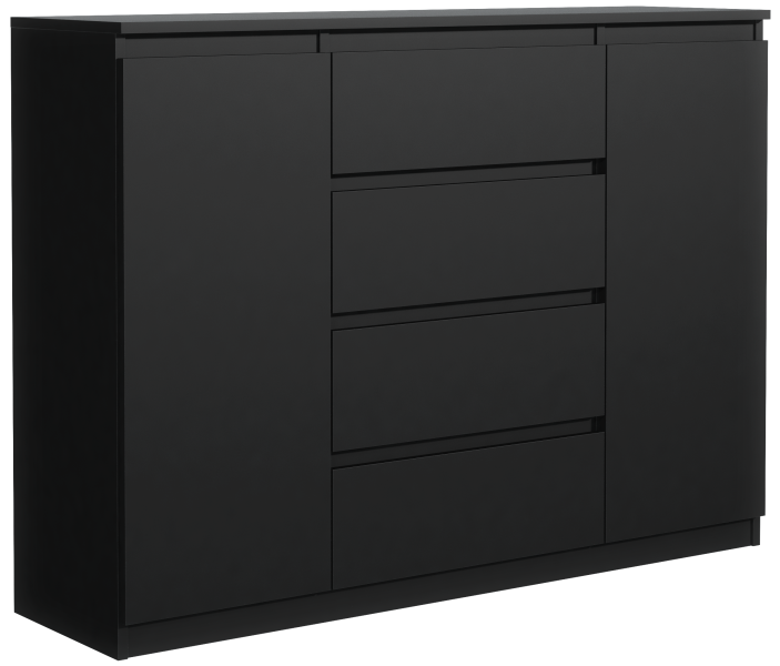 Komoda 2 drzwi 4 szuflady 120cm czarna 713752