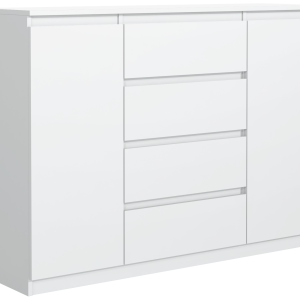 Komoda 2 drzwi 4 szuflady 140cm biała 713755 Komoda 2 drzwi 4 szuflady 140cm biała 713755