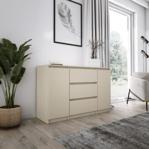 Komoda 2-drzwiowa z 3 szufladami, 120 x 78 x 39 cm, kolor: beżowy 352353 Komoda 2-drzwiowa z 3 szufladami, 120 x 78 x 39 cm, kolor: beżowy 352353