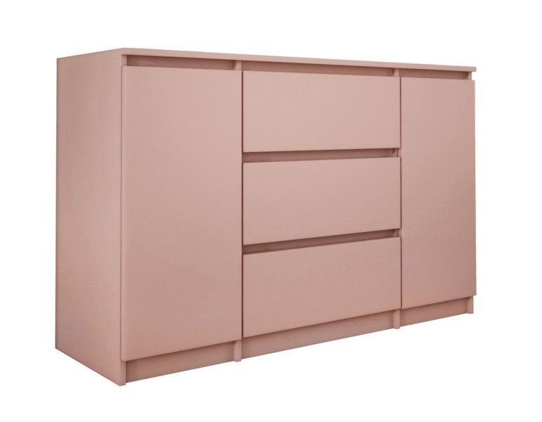 Komoda 2-drzwiowa z 3 szufladami, 120 x 78 x 39 cm, kolor: różowy 352347