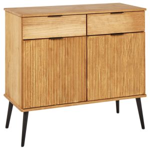 Komoda 2 szuflady 2 drzwiczki jasne drewno 438232 Komoda 2 szuflady 2 drzwiczki jasne drewno 438232