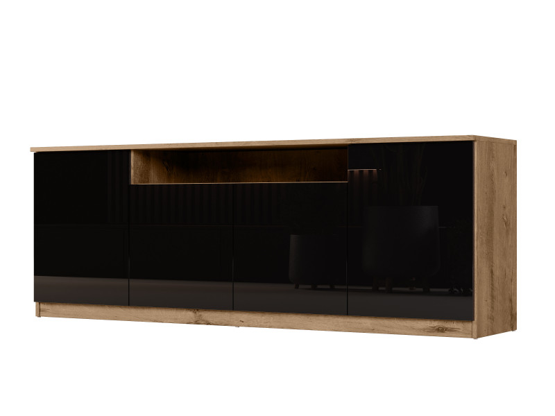 Komoda 200 Dąb Lefkas/Wysoki Połysk Czarny 957843