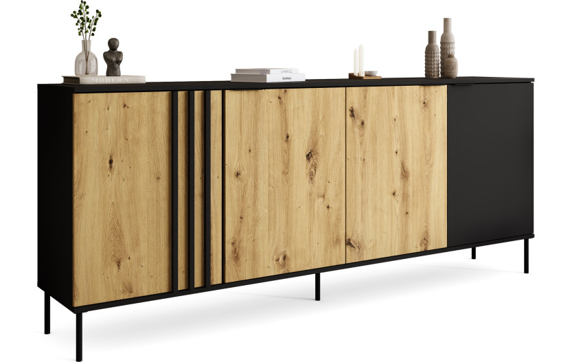 Komoda 220 cm czterodrzwiowa RUSTICA czarna 765506