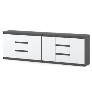 Komoda 240cm do pokoju szafka loft szary biały mat salon 595326 Komoda 240cm do pokoju szafka loft szary biały mat salon 595326