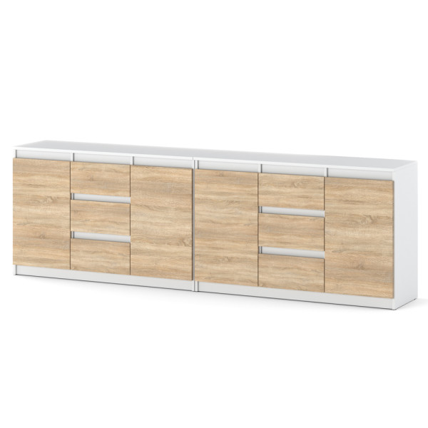 Komoda 240cm szafka biała dąb sonoma pojemna duża salon 595302