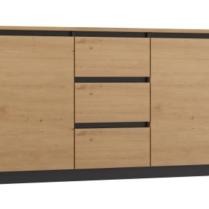 Komoda 2D3S 120 drzwi szuflady antracyt blat dąb artisan 96246 Komoda 2D3S 120 drzwi szuflady antracyt blat dąb artisan 96246