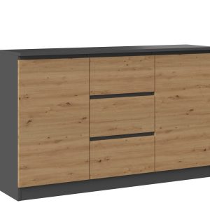 Komoda 2D3S 120 drzwi szuflady antracyt dąb artisan 96240 Komoda 2D3S 120 drzwi szuflady antracyt dąb artisan 96240