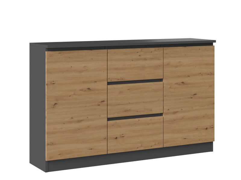 Komoda 2D3S 120 drzwi szuflady antracyt dąb artisan 96240