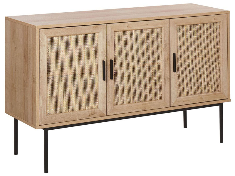 Komoda 3 drzwiowa rattan plecionka jasna 193030