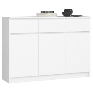 Komoda, 3 szuflady, 3 drzwi, ATLAS, 140x40x99 cm, biel, mat | TYLETEGOTU 985390