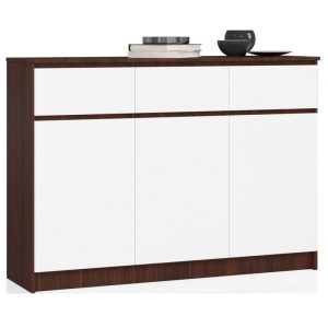 Komoda, 3 szuflady, 3 drzwi, ATLAS, 140x40x99, wenge, biel | TYLETEGOTU 985394 Komoda, 3 szuflady, 3 drzwi, ATLAS, 140x40x99, wenge, biel | TYLETEGOTU 985394
