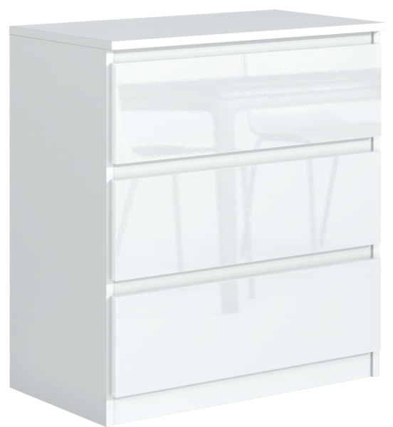 Komoda 3 szuflady biała połysk 713742
