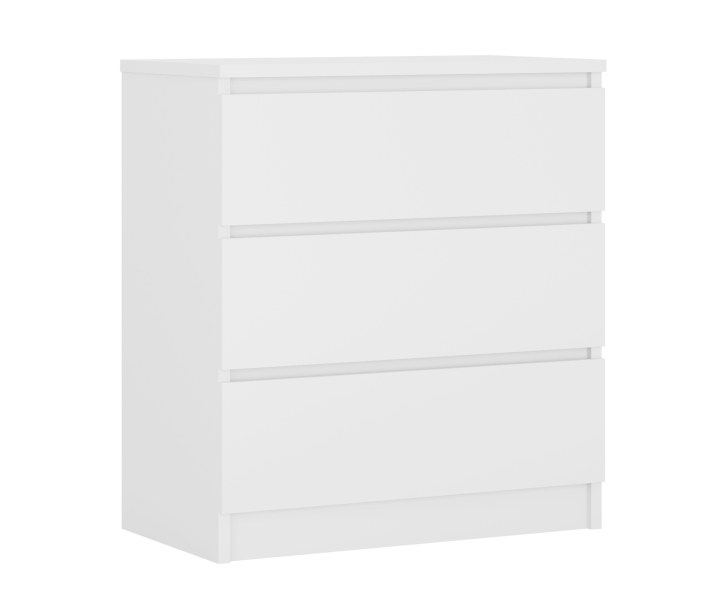 Komoda : 3 szuflady, Biały Matowy, 78 x 70 x 39 cm 519123