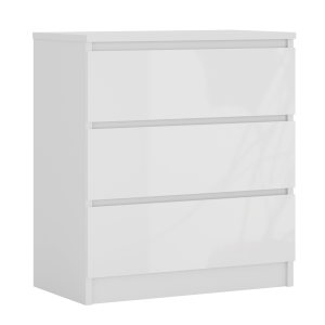 Komoda : 3 szuflady, Biały Matowy / Biały Błyszczący, 78 x 70 x 39 cm 519124 Komoda : 3 szuflady, Biały Matowy / Biały Błyszczący, 78 x 70 x 39 cm 519124