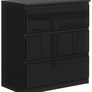 Komoda 3 szuflady czarna połysk 713734 Komoda 3 szuflady czarna połysk 713734