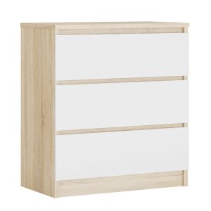 Komoda : 3 Szuflady, Dąb Sonoma / Biały, 78 x 70 x 39 cm 219439 Komoda : 3 Szuflady, Dąb Sonoma / Biały, 78 x 70 x 39 cm 219439