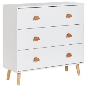 Komoda 3 szuflady MDF drewniane nóżki biała 412987 Komoda 3 szuflady MDF drewniane nóżki biała 412987