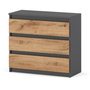 Komoda 3 szuflady nowoczesna szafka rtv loft szary wotan 376208