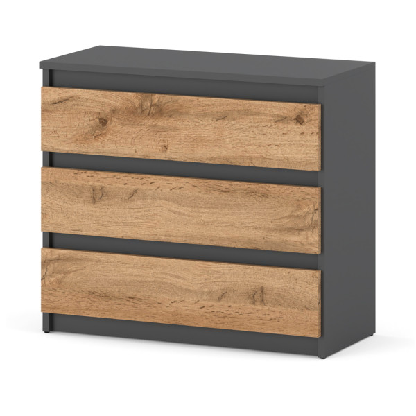 Komoda 3 szuflady nowoczesna szafka rtv loft szary wotan 376208