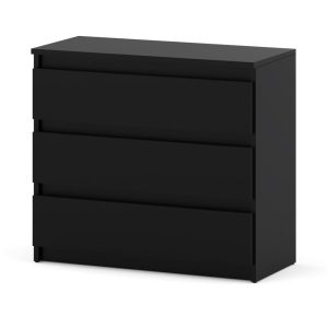 Komoda 3 szuflady szafka 80cm salon sypialnia loft czarna 595343