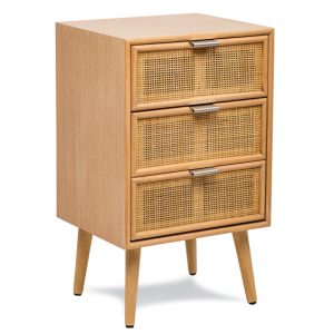Komoda 3 szuflady z naturalnego drewna i rattanu 72873