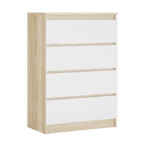 Komoda : 4 szuflady, Dąb Sonoma / Biały Matowy, 101 x 70 x 39 cm 219442 Komoda : 4 szuflady, Dąb Sonoma / Biały Matowy, 101 x 70 x 39 cm 219442