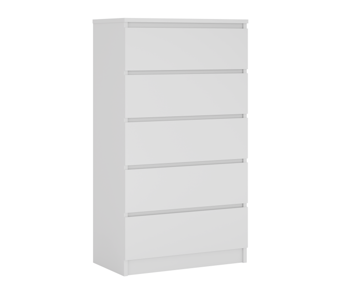 Komoda : 5 szuflad, Biały Matowy, 125 x 70 x 39 cm 519117