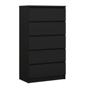 Komoda : 5 szuflad, Czarny Matowy, 125 x 70 x 39 cm 519686 Komoda : 5 szuflad, Czarny Matowy, 125 x 70 x 39 cm 519686