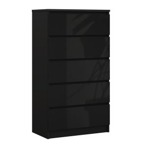 Komoda : 5 szuflad, Czarny Matowy / Czarny Połysk, 125 x 70 x 39 cm 519119 Komoda : 5 szuflad, Czarny Matowy / Czarny Połysk, 125 x 70 x 39 cm 519119