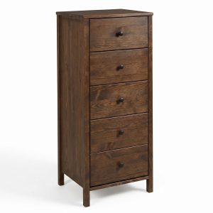 Komoda 53 cm słupek drewniana 5 szuflad, kolor brązowy 656140