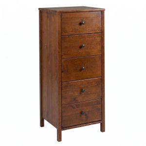 Komoda 53 cm słupek drewniana 5 szuflad, kolor kasztan 656139