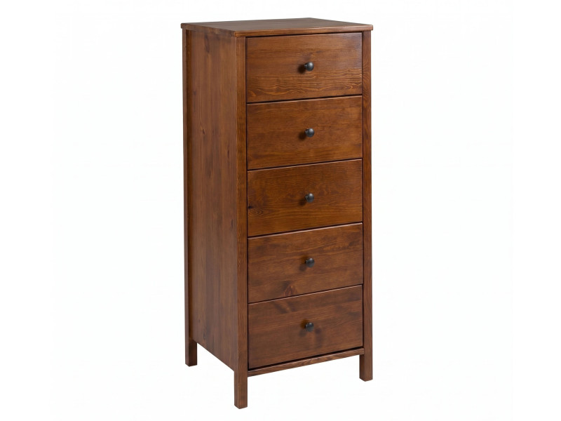 Komoda 53 cm słupek drewniana 5 szuflad, kolor kasztan 656139
