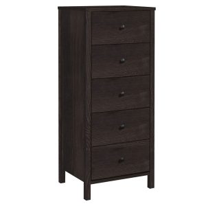 Komoda 53 cm słupek drewniana 5 szuflad, kolor orzech 656138