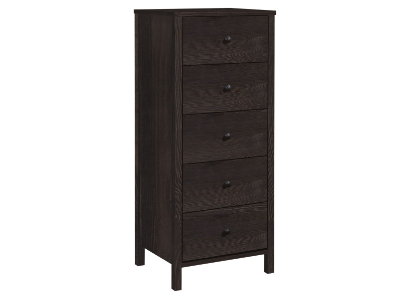 Komoda 53 cm słupek drewniana 5 szuflad, kolor orzech 656138