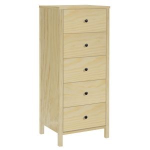 Komoda 53 cm słupek drewniana 5 szuflad, kolor sosnowy 656142