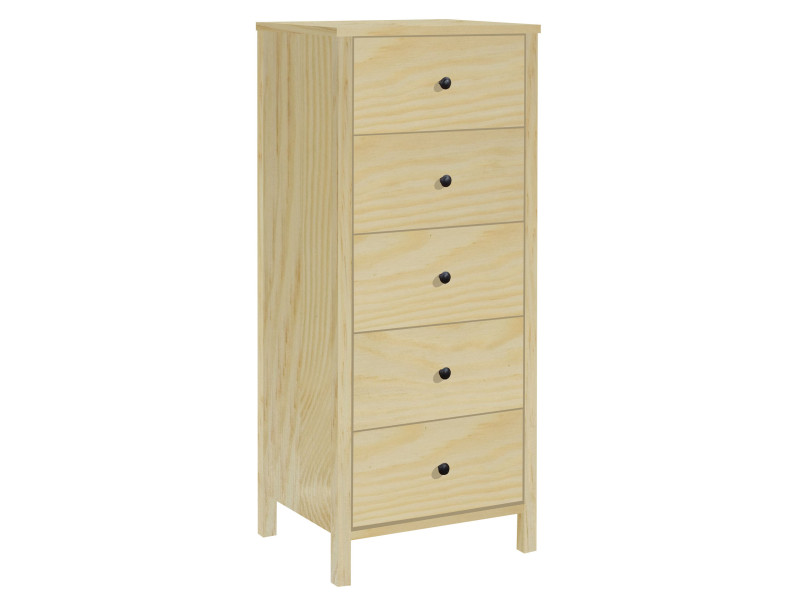 Komoda 53 cm słupek drewniana 5 szuflad, kolor sosnowy 656142